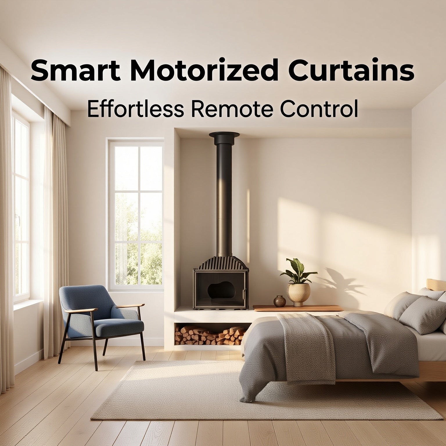 Smart Control Motorized Curtains Remote Operation