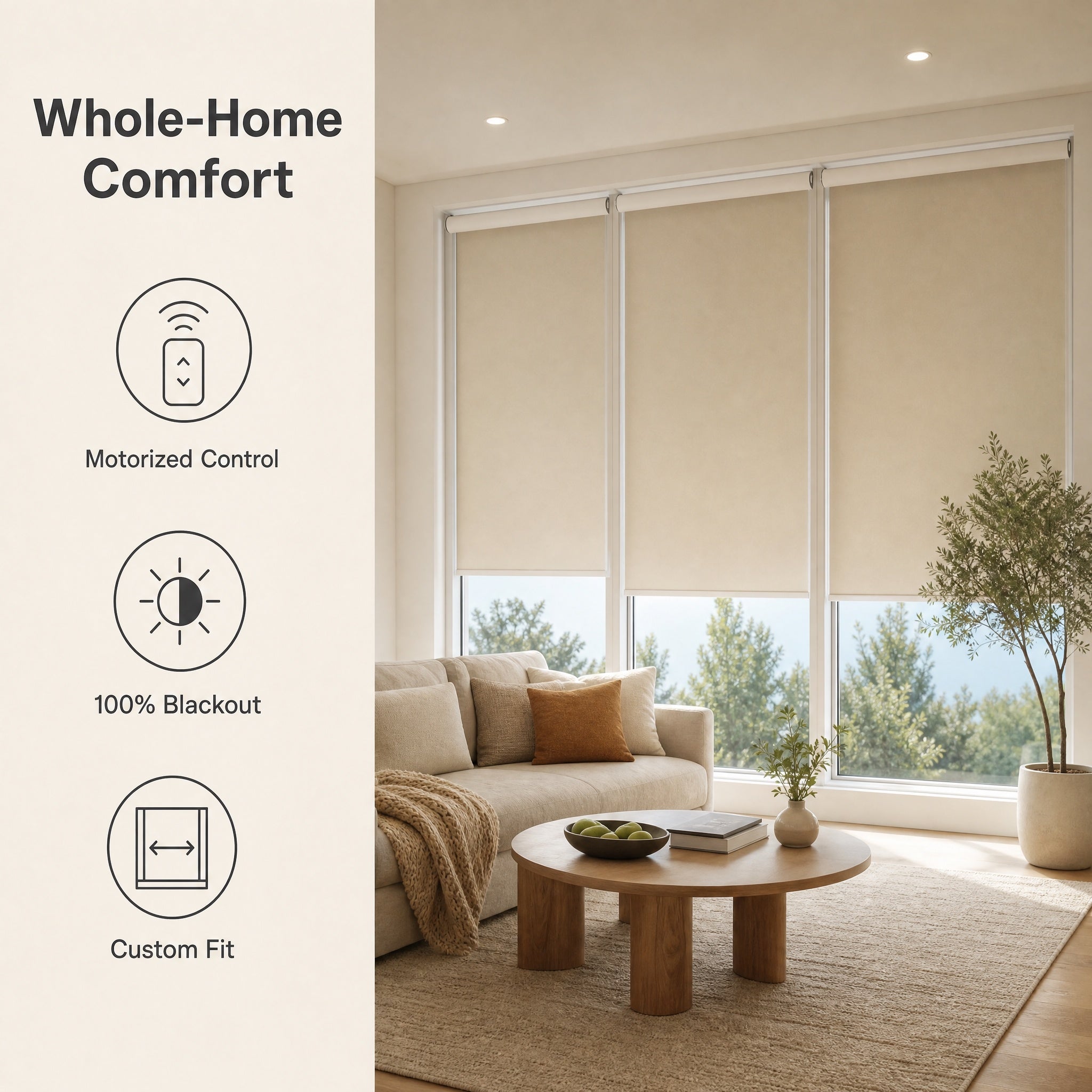 Smart Motorized Roller Shades Whole-Home Blackout Roller Shades