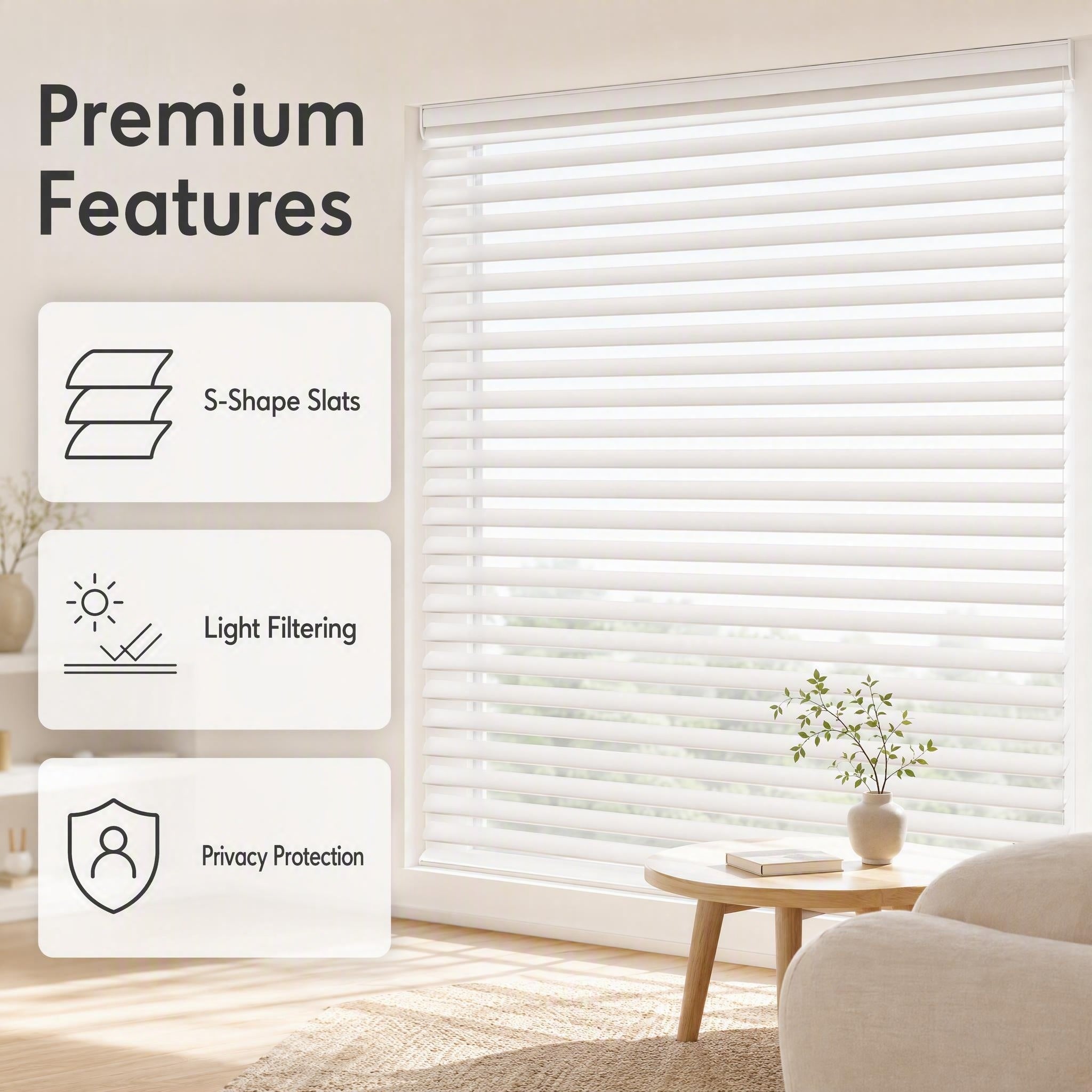 Shangri-La Blinds S-Shape Slats Light & Privacy Window Blinds