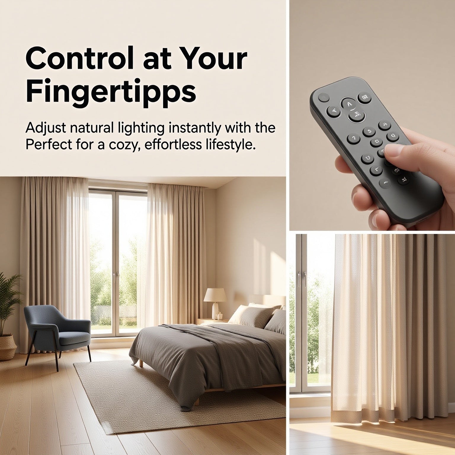 Smart Control Motorized Curtains Remote Operation