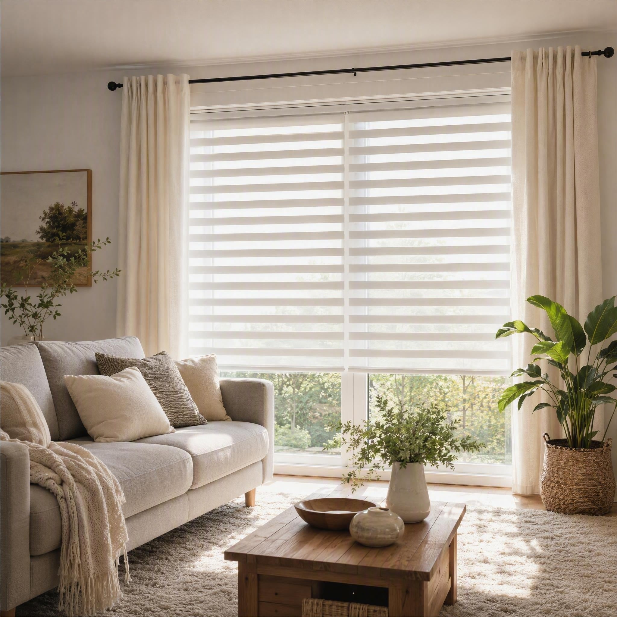 Soft Gauze Curtains Double Layer Dimming Breathable Dustproof Window Treatments